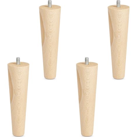 4 Stück Möbelfüße Buche massiv Ø 45 / 25 mm Höhe 150 mm (1/4)