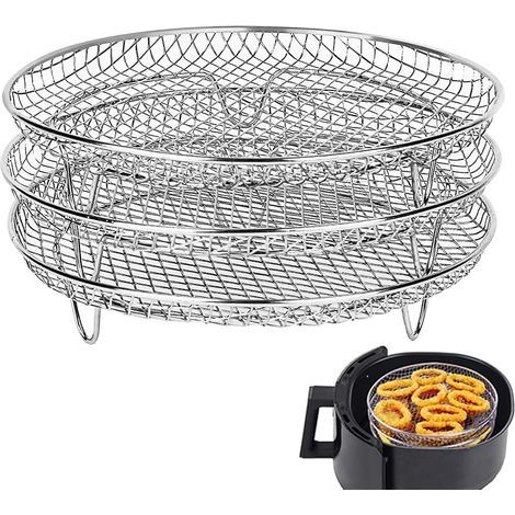 Accessoires pour friteuse à air - Trois grilles empilables pour friteuse à air Gowise Phillips USA Cozyna Ninjia, grille en acier inoxydable pour friteuse à air, four et autocuiseur de 4,2 à 5,8 litre (1/5)
