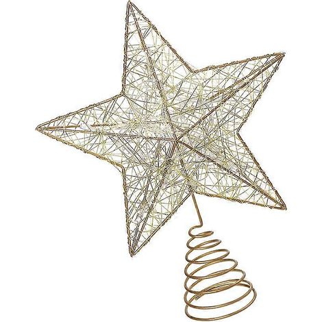 Étoile lumineuse LED dorée à cinq branches pour sapin de Noël (1 pièce) - Décoration festive (1/5)