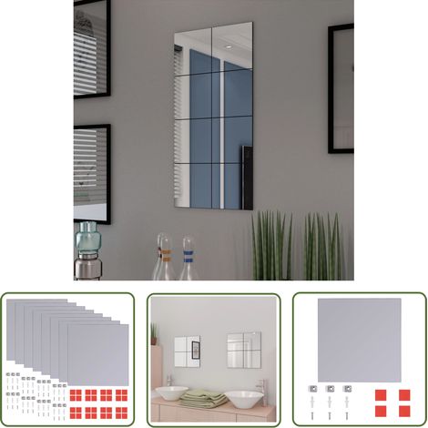 INLIFE Carreaux de miroir sans cadre 8 pcs 20,5 cm (1/5)