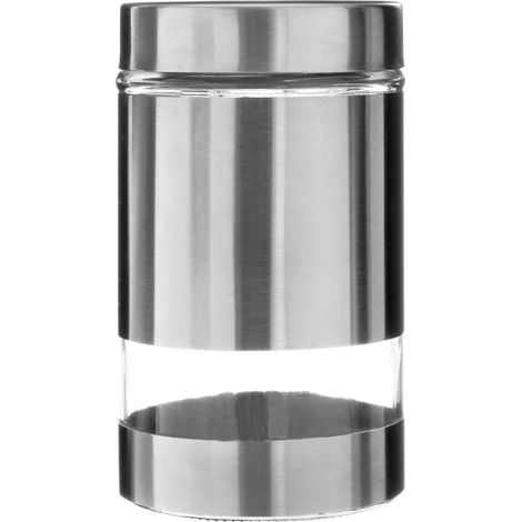 Interiors by Premier Stainless Steel And Glass Storag Jar 1000ml Canister for Kitchen Tea Coffee and Sugar Canister for Home