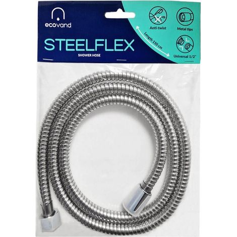 Superflexibler, robuster Duschschlauch, verdreht sich nicht. ECOVAND STEELFLEX 150 cm