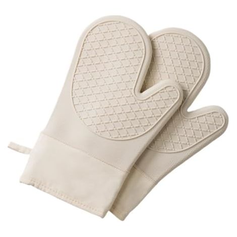 Guanti da forno in silicone e cotone spesso da 11,6 pollici  Guanti resistenti al calore con design anti-scottatura per cucinare e cuocere in cucina (1/2)