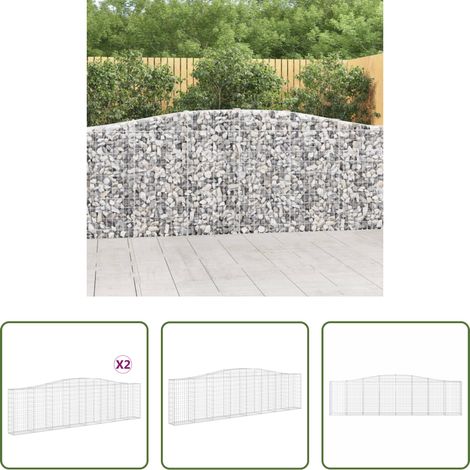 Schalldämmung -  Gabionen mit Hochbogen 2 Stk. 400x30x100/120cm Verzinktes Eisen (1/5)