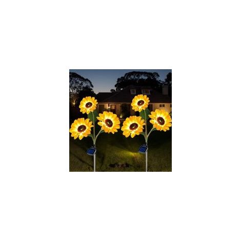 Set mit 2 verbesserten Solar-Sonnenblumenleuchten, IP65 wasserdichte Gartenbeleuchtung für Rasen, Einfahrt und Hof, Geburtstags- und Weihnachtsgeschenk (1/5)
