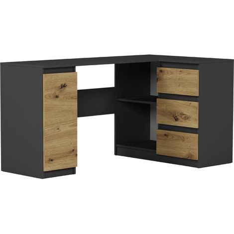 Eckschreibtisch rechts Anthrazit Mix Artisan 150 x 87 cm Modern N12