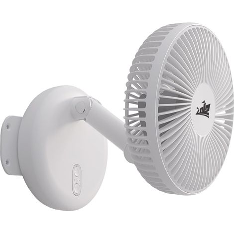 Ventilateur mural pour RV/voiture/yacht : rotation de la tête à 180°, inclinaison à 90° et oscillation automatique à 100° - Ventilateur rotatif pliable avec LED colorée, 4 vitesses, ultra (1/5)