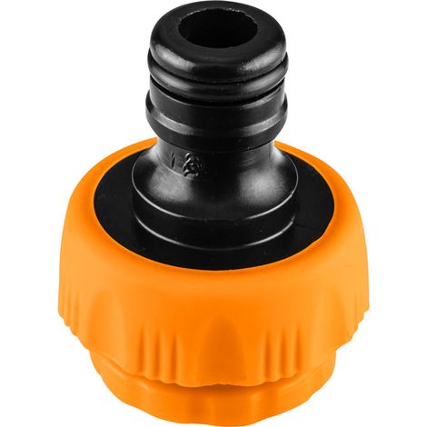 Conector de grifo NEO TOOLS 15-740 de 1/2" a 3/4" para manguera de riego de pl谩stico naranja