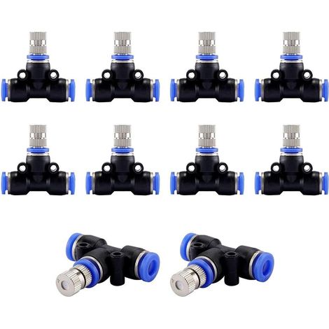 6.35 mm misting nozzle kit with cooling device connectors for outdoor water misting cooling system, 10 pieces (1/5)