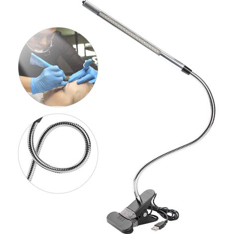 Lampe de table portable à LED USB avec pince, lumière de bureau réglable pour tatouage/manucure/maquillage, noire (1/5)