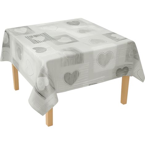Rotolo tovaglia decorativa in PVC – modello cuori grigi Materiale: PVC con supporto tessile (45 g/m²) Dimensioni rotolo: 1,37 × 20 m Breckner Germany (1/5)