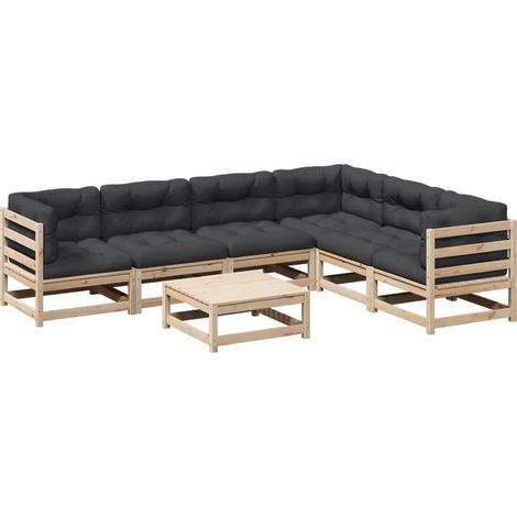 Maison Exclusive - Set de sofás jardín 7 pzas con cojines madera (1/5)