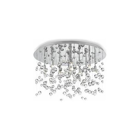 Ideal Lux Neve - Lámpara colgante de techo con 8 burbujas de vidrio soplado medio claro, cromo, G9 (1/2)