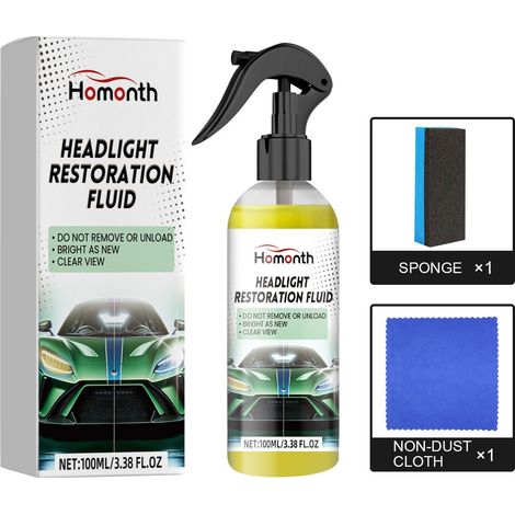 Scheinwerferreiniger für Autos, zur Kratzerreparatur, Aufhellung, Keramikversiegelung, Pflege und Politur – 100 ml + Tuch + Schwamm -- BIEMMEDUE (1/5)