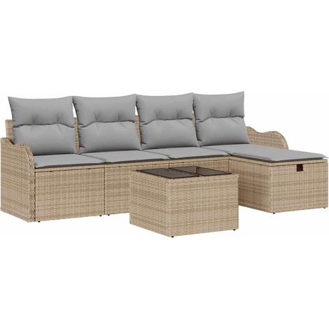 Maison Exclusive - Set Divano da Giardino 6 pcs Beige e Grigio Chiaro polyrattan