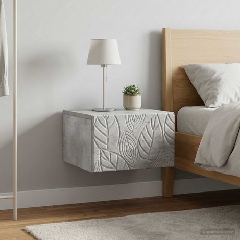 vidaXL Mobiletto da notte a muro 2 pz Grigio Cemento 49 x 34,5 x 20 cm
