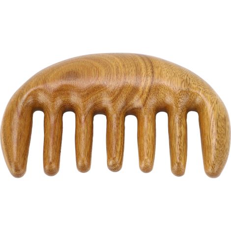 Peigne méridiens portable à grandes dents larges et épaisses, en bois de santal vert, pour massage des méridiens. (1/5)
