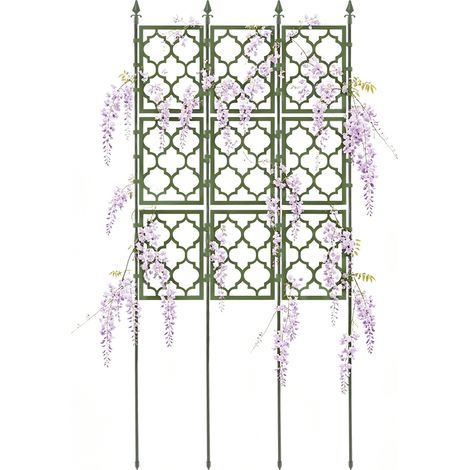 Treillis de jardin en métal – Support pour plantes grimpantes, rosiers et clématites – Antirouille et robuste – 85 x 190 cm, Vert (1/5)