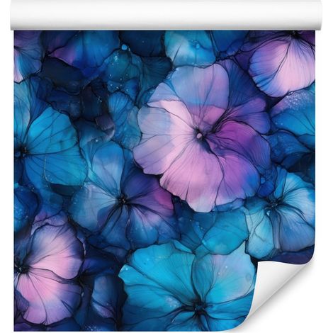 Carta da parati blu inchiostro, blu navy, viola e turchese 50x1000 cm (1/5)
