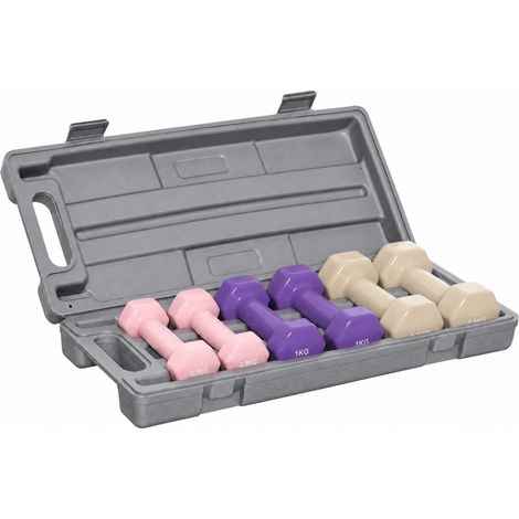 Haltères de fitness de 6 kg avec poignée antidérapante et étui de transport. multicolores (1/5)