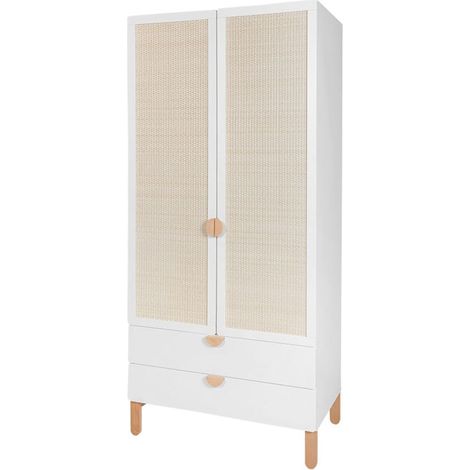 Armadio 2 ante 2 cassetti Laurie bianco e marrone 198cm