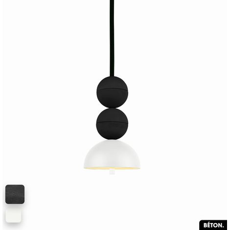Lampe de suspension en béton - BOSFOR CONCRETE NOIR - BLANC 2 BALLES LED 14W (1/3)