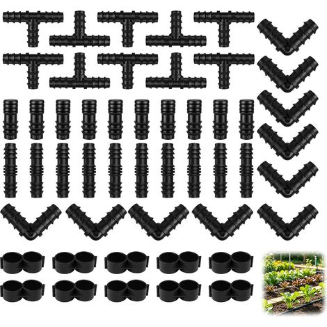 50PCS Connecteurs d’Irrigation pour Tuyaux 16mm, Comprend T-Connecteurs, Connecteurs Droit, Coudes, Bouchons et Capuchons, Solution Durable Pour Systèmes d’Arrosage Automatique de Jardin (1/5)