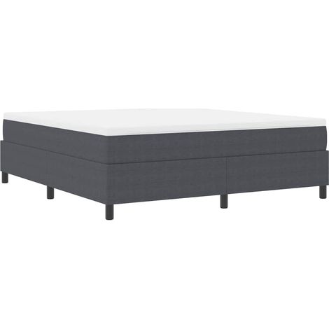 Box Spring Bed Dark Grey and White 180 x 200 cm Corduroy Fabric vidaXL (1/5)