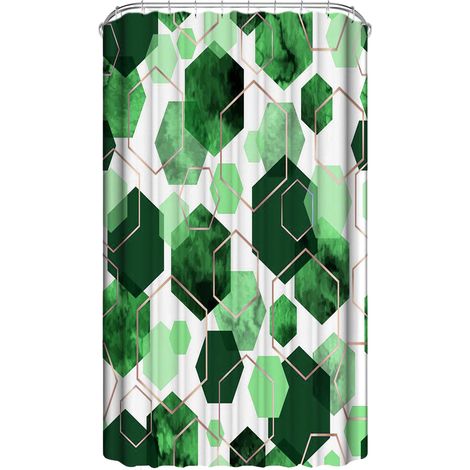 Cortina de ducha moderna de color verde salvia para baño, cortina de ducha impermeable con estampado geométrico, juego de cortina de ducha de tela abstracta para la decoración del hogar.