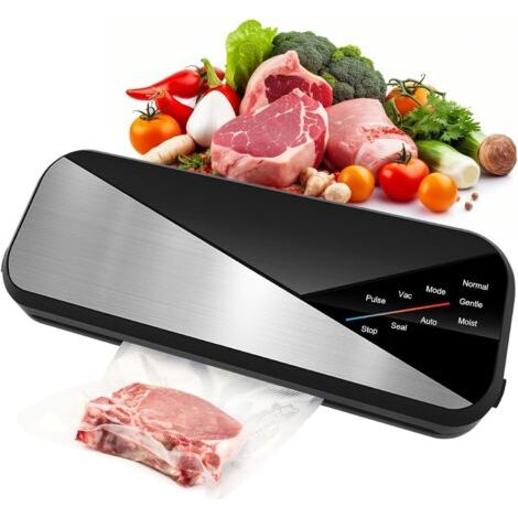 Machine Sous Vide Alimentaire, 6 en 1 Appareil de Mise Sous Vide 80 kPa avec 30 cm Bande de Scellage pour Conservation des Aliments Secs et Humides, Inclus Sacs Sous Vide et Tuyau (1/5)