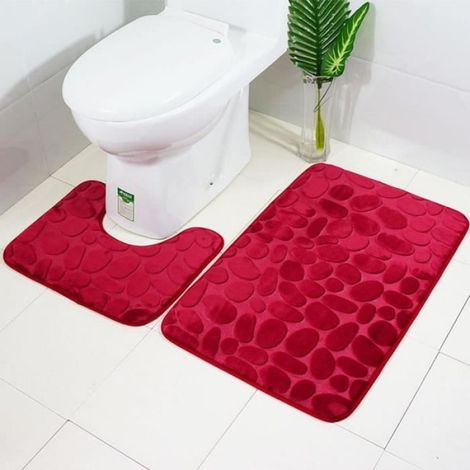 Tapis De Salle De Bain - Tapis Rectangulaire 50 X 80 Cm Et Tapis Contour En U 50 X 40 Cm - Polyester Antidérapant - Lot De 2 (1/3)