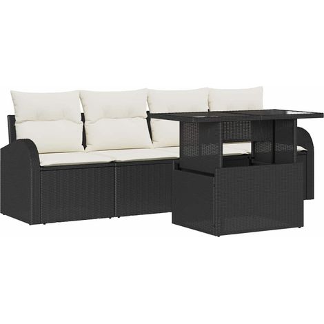 Maison Exclusive - Conjunto de sofá de jardín 5 pcs Negro Rattan