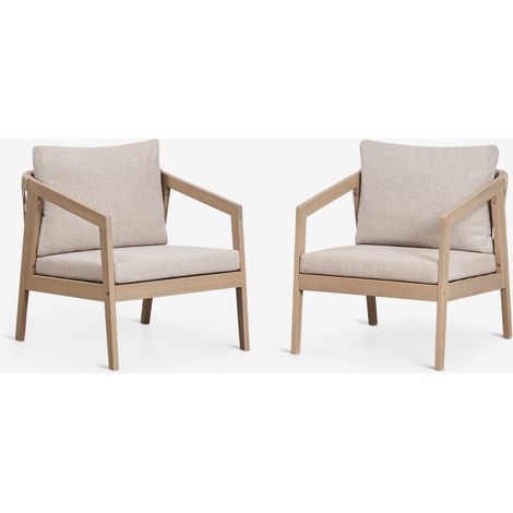 Pack de 2 sillones de jardín en madera de acacia y cuerda trenzada Kaela SKLUM       