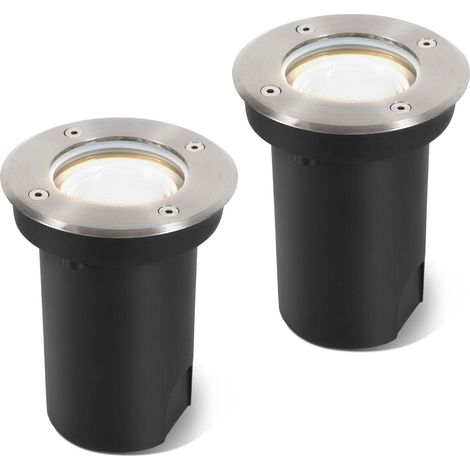 Jopassy 2x 3W Luci sotterranee Orientabile lampada LED Bianco neutro - Alloggiamento argento, sotterranea per giardino, illuminazione esterna (1/5)