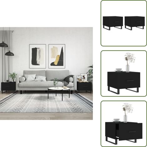 The Living Store Couchtische 2 Stk. Schwarz 50x50x40 cm Holzwerkstoff - Schwarze Couchtische - Holzwerkstoff Couchtisch - Couchtisch Set - Beistelltisch - Wohnzimmerstil (1/5)