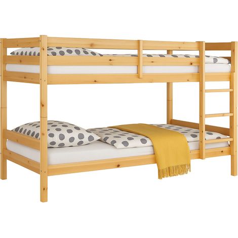Home Heavenly® Litera Martu – Madera Maciza de Pino, Convertible en 2 Camas Individuales, Escalera Reversible, Diseño Juvenil, p  Color : Madera natural