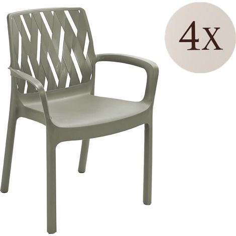 Sedia da Esterno Rumley, 4 Sedie, Impilabile Made in Italy, Braccioli, Verde
