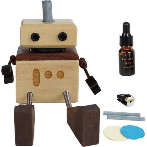 Robot en bois vibrant et diffuseur d'huiles essentielles, voiture robot oscillante, pieds vibrants en bois faits main, tableau de bord amusant (1/5)