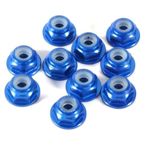 Lot de 10 écrous hexagonaux autobloquants en aluminium avec insert nylon M2, bleu royal