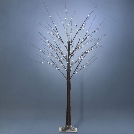 HOMCOM Arbre lumineux LED - décoration lumineuse blanc chaud - 96 LEDs - usage intérieur - 150 cm - décoration de noël chambre maison marron