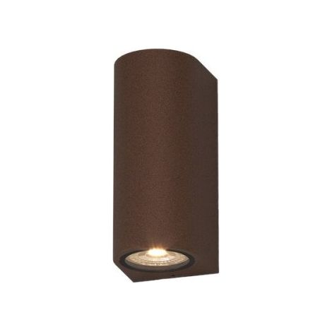 Applique biemissione top light lione ag gu10 led ip65 alluminio vetro, finitura metallo corten