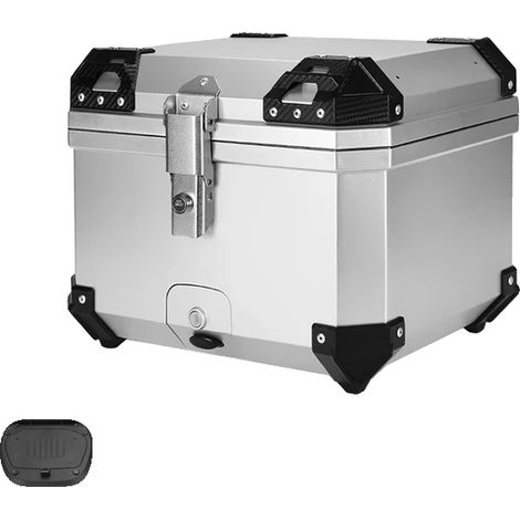 Coffre de moto, design verrouillable, construction étanche, 45L Boîte Argent (1/2)