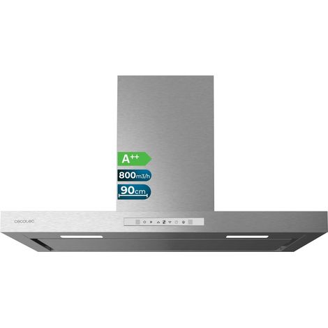[PRODUIT D'OCCASION] Cecotec Hotte aspirante 90cm Type T Bolero Flux TT 908000 Slim Glass White A++. 210W, Aspiration 800m³/h, 3 niveaux of de puissance, écran tactile, filtre of carbone Ø176, Control