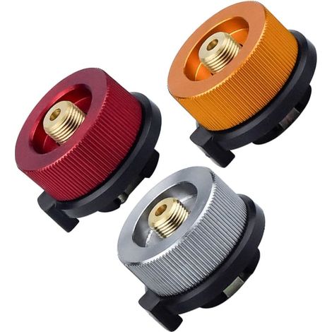 LYERCW - Adaptateur pour réchaud de camping extérieur (lot de 3) : cartouche de gaz, embout de conversion, type bouteille.