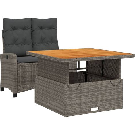 Ensemble à manger de jardin et coussins 2 pcs，Salon de jardin gris rotin CFW48366 (1/5)