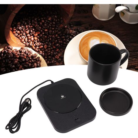 Calentador de tazas USB inteligente (55 °C) con soporte de cerámica para tazas, ideal para la oficina (5 V, negro). (1/5)