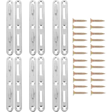 Lot de 6 Sets de Sets de Supports de Montage pour Cadre de Lit en Fer Argenté, Charnières Épaissies Légères Installation Facile, Accessoires pour Barres de Lit (1/5)