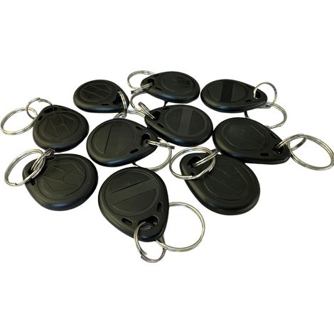 Lot de 10 porte-clés RFID réinscriptibles 125 kHz - Bleu rouge jaune - Puce vierge T5577 - Jeton d'hôtel (noir)