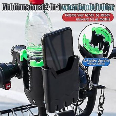 Porte-bouteille multifonctionnel 2 en 1 pour vélo, support pour téléphone, porte-gobelet universel pour poussette (vert)