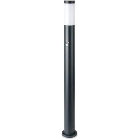 Borne de Jardin Acier Inoxydable avec Détecteur 110cm pour Ampoule E27 IP44 - Noir - SILUMEN